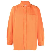 erl chemise en velours côtelé à logo brodé - orange