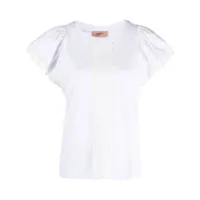 twinset t-shirt bordé de dentelle à manches évasées - blanc