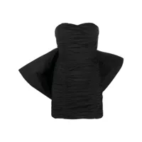 rotate birger christensen robe courte plissée à détail de nœud - noir