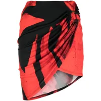 louisa ballou minijupe drapée à imprimé coastline red queen - rouge