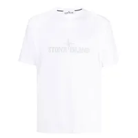 stone island t-shirt à logo brodé - blanc