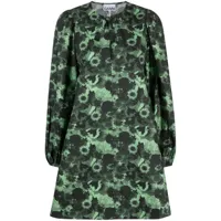 ganni robe courte à fleurs - vert