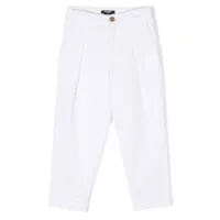balmain kids pantalon droit à détails plissés - blanc