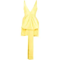 oroton robe courte volantée col v - jaune