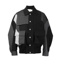 feng chen wang veste en laine à design patchwork - noir