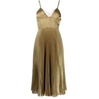 prada robe mi-longue technical voile à plis - or
