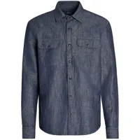 zegna chemise en jean à effet délavé - bleu