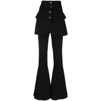 a.w.a.k.e. mode pantalon évasé à détail de jupe - noir