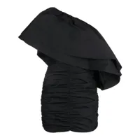 rotate birger christensen robe courte taft plissé à épaules dénudées - noir