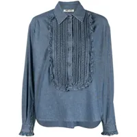 ports 1961 chemise en jean à design plissé - bleu