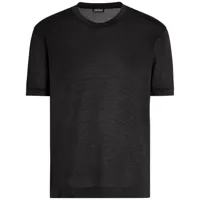 zegna t-shirt en soie à manches courtes - noir