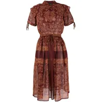 jean paul gaultier pre-owned robe mi-longue à imprimé abstrait (années 1980) - marron
