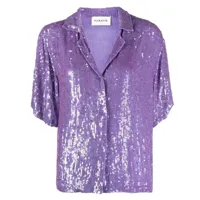 p.a.r.o.s.h. chemise brodée de sequins à manches courtes - violet
