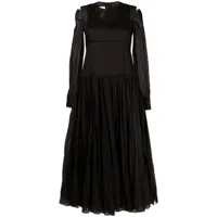 jil sander robe mi-longue à détails plissés - noir