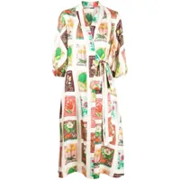 oroton robe portefeuille à fleurs - multicolore