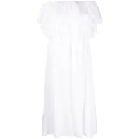 chloé robe mi-longue à épaules dénudées - blanc