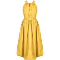 ulla johnson robe évasée à design plissé - jaune