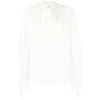 pinko chemise drapée à détail de nœud - blanc