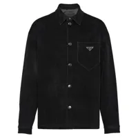 prada chemise en jean à plaque logo - noir