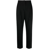 tory burch pantalon de tailleur en laine à plis - noir