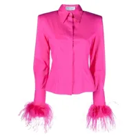 giuseppe di morabito chemise en soie à détails de plumes - rose
