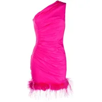 giuseppe di morabito robe courte froncée bordée de plumes - rose