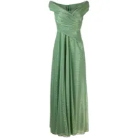talbot runhof robe longue drapée à col v - vert