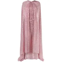 talbot runhof robe longue à design de cape - rose