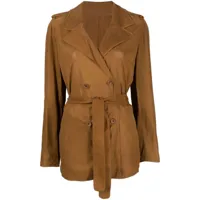 a.n.g.e.l.o. vintage cult veste en daim à taille nouée (années 2000) - marron