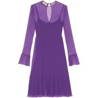 gucci robe mi-longue en soie - violet