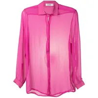 amir slama chemise transparente en soie à effet froissé - rose