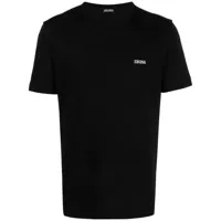 zegna t-shirt en coton à logo brodé - noir