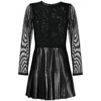alice + olivia robe courte chara à manches transparentes - noir