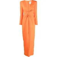 roland mouret robe longue à détail torsadé - orange