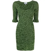 ganni robe courte à manches volantées - vert