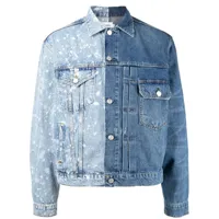 frame veste en jean à design bicolore - bleu