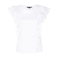 veronica beard t-shirt en coton à volants - blanc