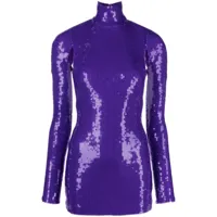 laquan smith robe courte ornée de sequins à dos ouvert - violet