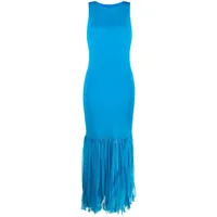 prabal gurung robe longue à franges - bleu