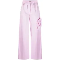 vivetta pantalon ample à fleurs brodées - rose