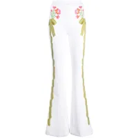 cynthia rowley pantalon évasé à fleurs - blanc