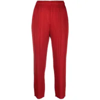 pleats please issey miyake pantalon court à design plissé - rouge