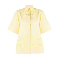 p.a.r.o.s.h. chemise en broderie anglaise à manches courtes - jaune
