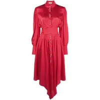 alexandre vauthier robe asymétrique en soie à pois - rouge