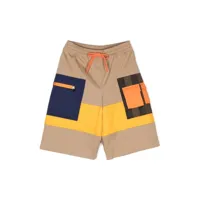 fendi kids short colour block à poches cargo - marron