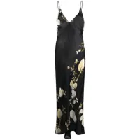 carine gilson robe-nuisette longue à fleurs - noir