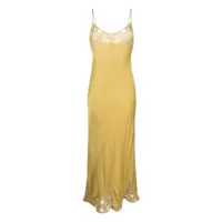 carine gilson robe-nuisette longue à bords en dentelle - jaune