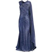 talbot runhof robe longue à détail drapé - bleu