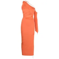 manuri robe mi-longue à coupe asymétrique - orange