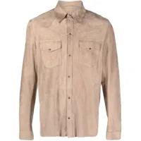 salvatore santoro chemise en cuir à boutonnière - tons neutres